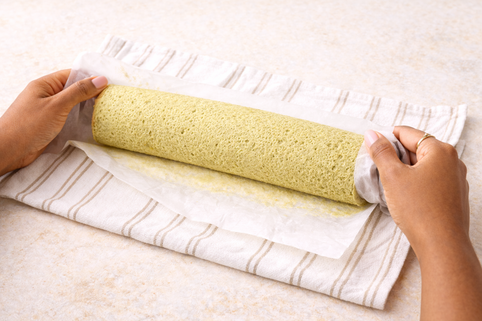 Step 6: Removing baked matcha donuts from the pan